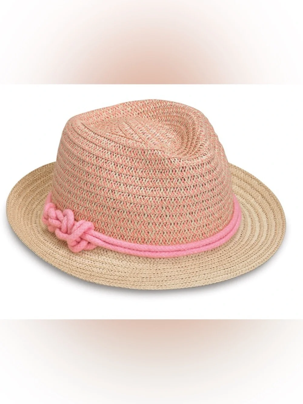 Wallaroo Hat Lulu Trilby Fedora In Pink W/ Knot Detail Size 4-8Yrs